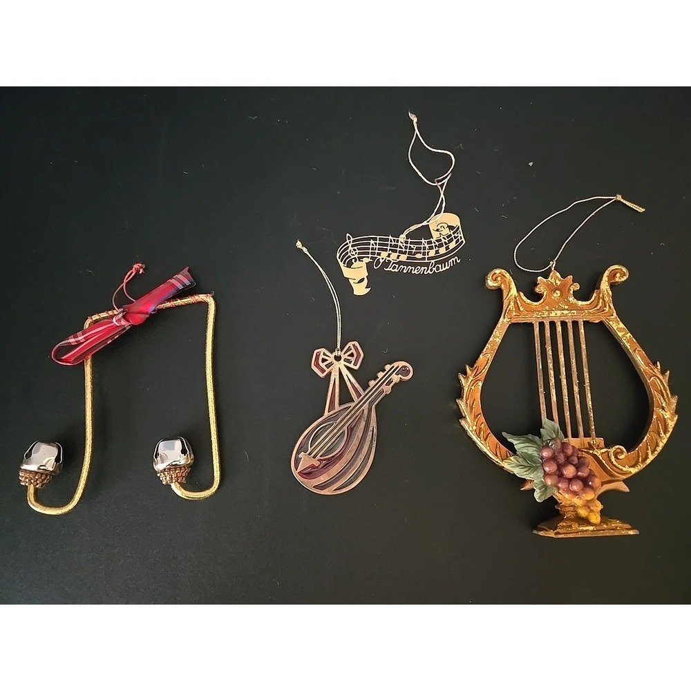 Lot of 4 Christmas Holiday Musical Instrument Ornaments